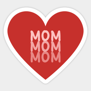 Mom - Repeated Text Inside A Red Heart Sticker